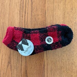 MeMoi Red and Black Plaid Fuzzy Socks
